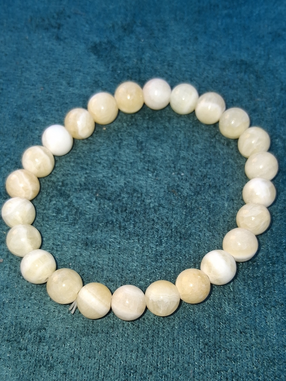 8mm Ivory & Honey Calcite Stretchy Gemstone Bracelet